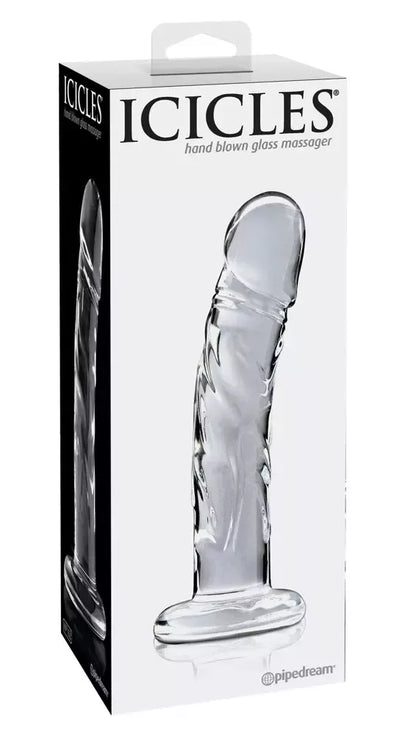 Pipedream Icicles No. 62 skaidraus stiklo masažuoklis 18 cm