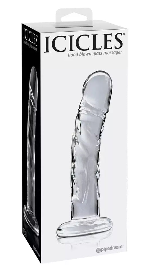 Pipedream Icicles No. 62 skaidraus stiklo masažuoklis 18 cm