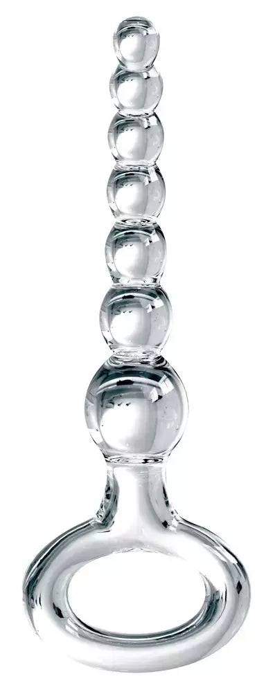 Pipedream Icicles No. 67 stiklinis analinis treniruoklis su rutuliukais, 20,5 cm