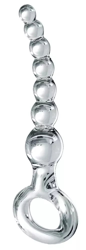 Pipedream Icicles No. 67 stiklinis analinis treniruoklis su rutuliukais, 20,5 cm