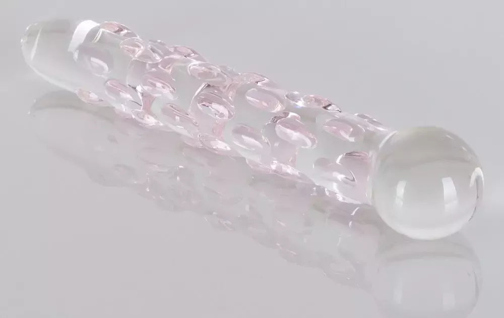 Pipedream Icicles No. 7 stiklinis masažo strypas su tekstūruotu paviršiumi, 17,8 cm