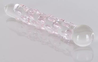 Pipedream Icicles No. 7 stiklinis masažo strypas su tekstūruotu paviršiumi, 17,8 cm