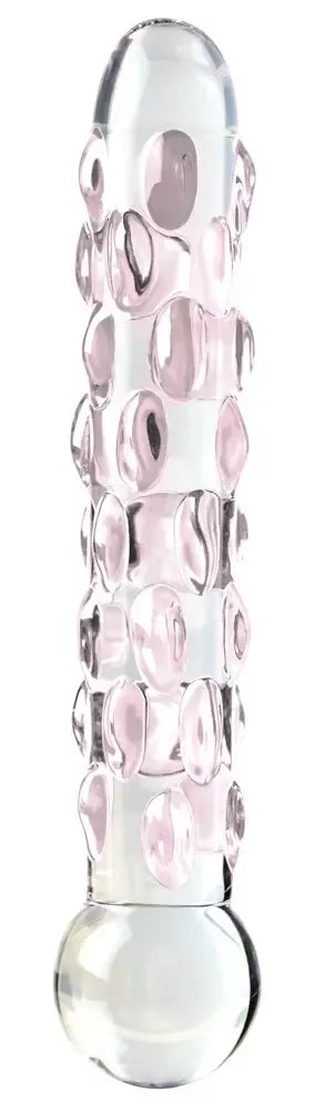 Pipedream Icicles No. 7 stiklinis masažo strypas su tekstūruotu paviršiumi, 17,8 cm