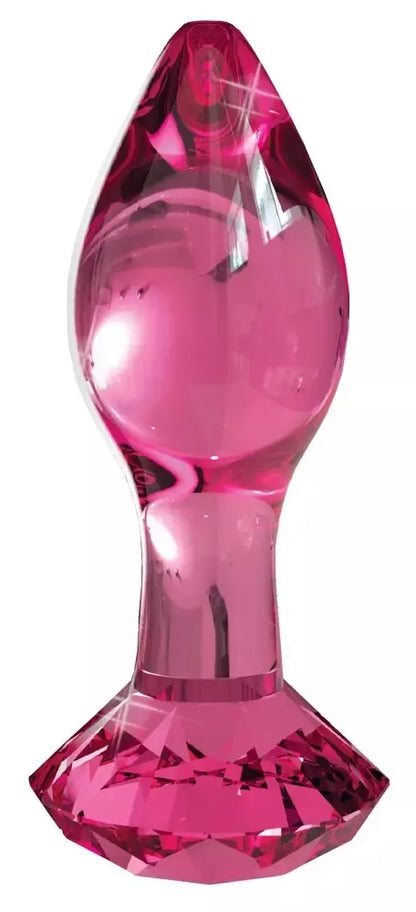 Pipedream Icicles No. 79 rožinis stiklinis analinis kaištis su deimantiniu kamščiu 9 cm