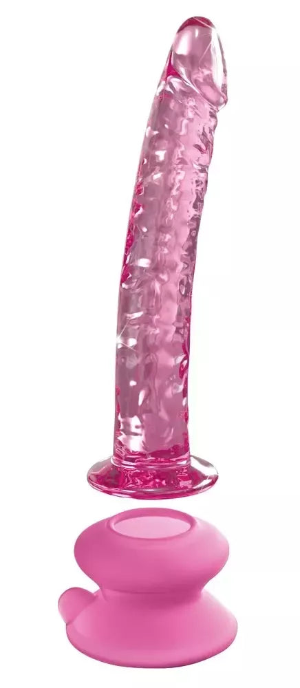 „Pipedream Icicles No. 86“ stiklinis intymus masažuoklis su siurbtuku, 17 cm