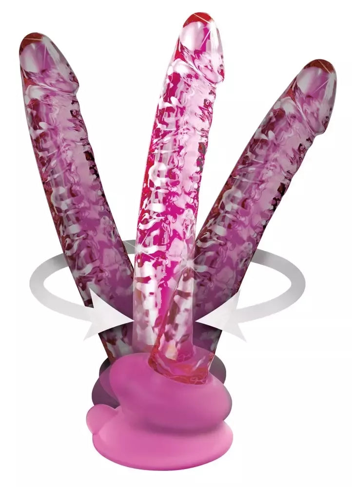 „Pipedream Icicles No. 86“ stiklinis intymus masažuoklis su siurbtuku, 17 cm