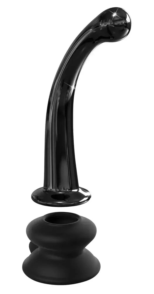 Pipedream Icicles No. 87 lenktas stiklinis modelis su nuimamu siurbtuku, 15,5 cm