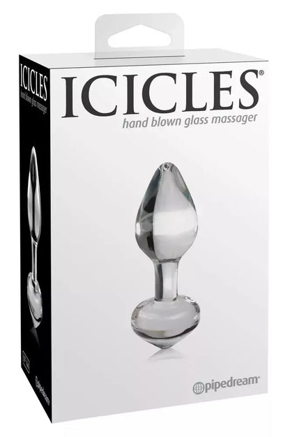 Pipedream Icicles Nr. 44 stiklinis masažinis kamštis, 8 cm, skaidrus