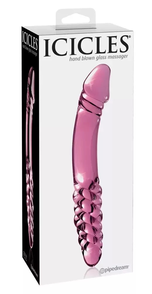 Pipedream Icicles Nr. 57 rožinio stiklo intymus masažuoklis 12 cm