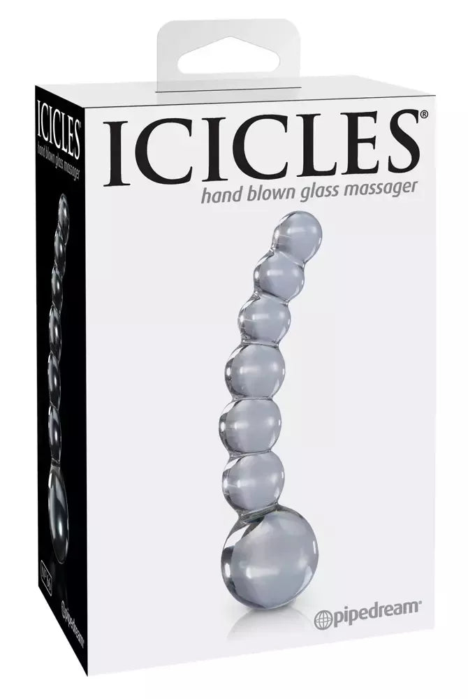 Pipedream Icicles Nr. 66 stiklinis masažuoklis, skaidrus, 12 cm