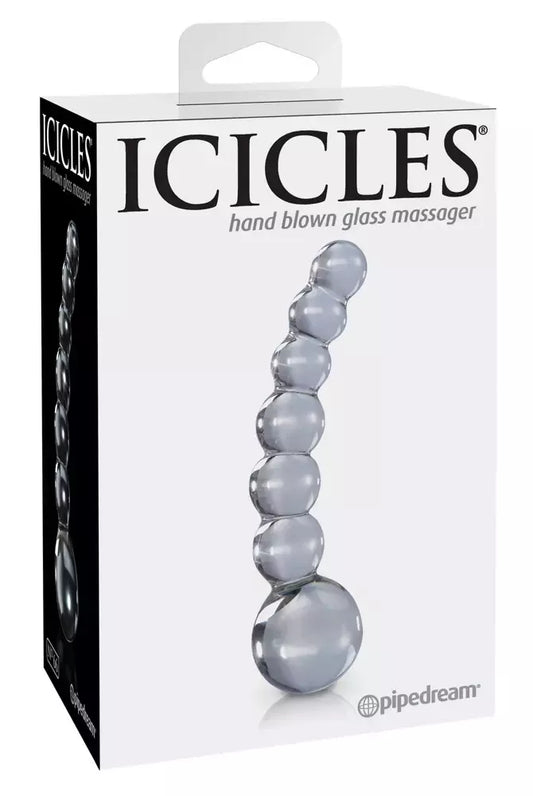 Pipedream Icicles Nr. 66 stiklinis masažuoklis, skaidrus, 12 cm