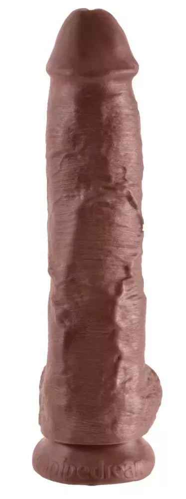 Pipedream King Cock 10 colių anatominis modelis su sėklidėmis, rudas, PVC