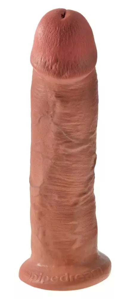 Pipedream King Cock 10 colių modelis, rusvas – anatominė sistema su siurbtuku