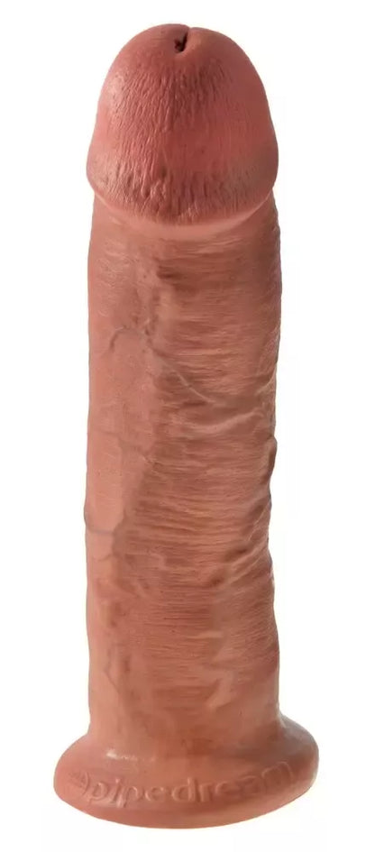 Pipedream King Cock 10 colių modelis, rusvas – anatominė sistema su siurbtuku