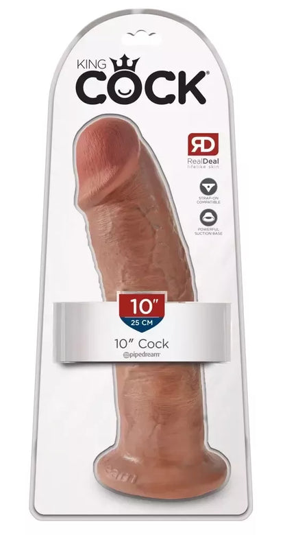 Pipedream King Cock 10 colių modelis, rusvas – anatominė sistema su siurbtuku