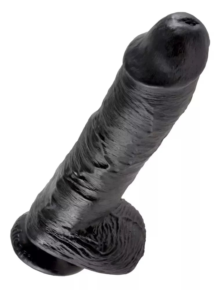Pipedream King Cock 10" intymus modelis su siurbtuku, juodas, PVC