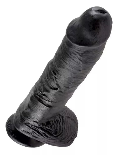 Pipedream King Cock 10" intymus modelis su siurbtuku, juodas, PVC