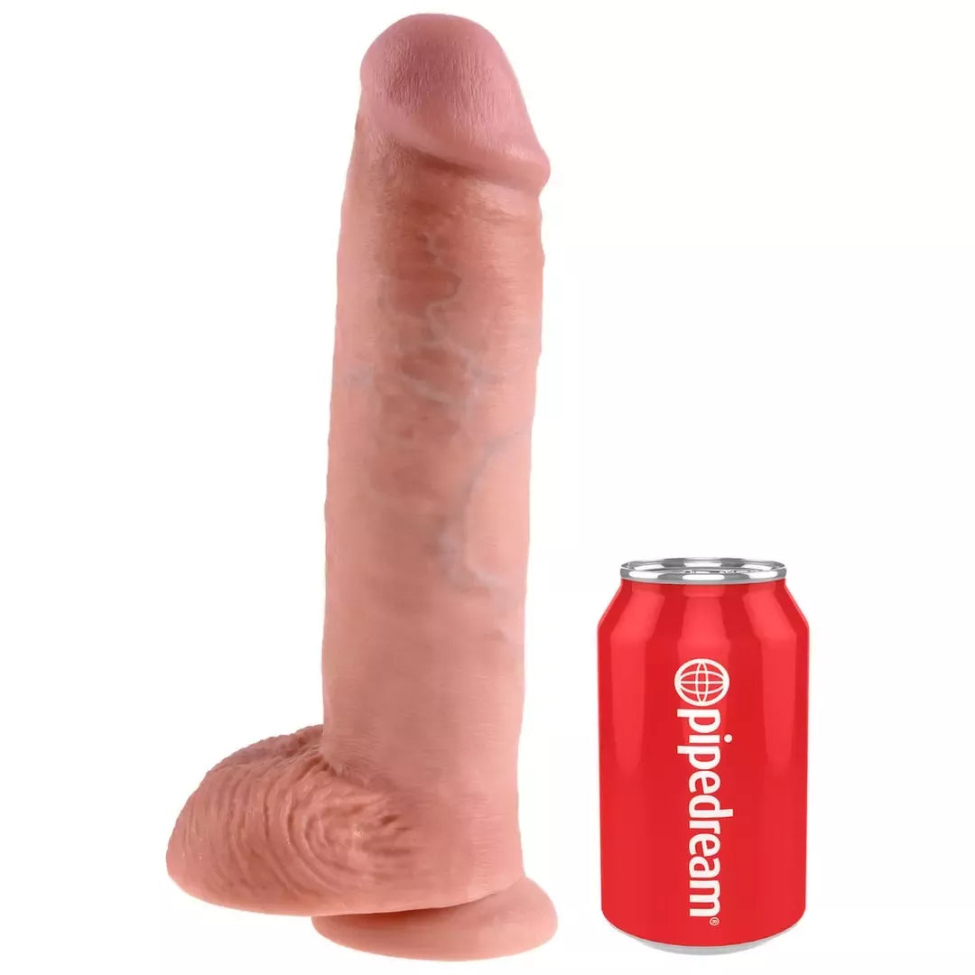 Pipedream King Cock 11" anatominis modelis su sėklidėmis, kūno spalvos, 28 cm