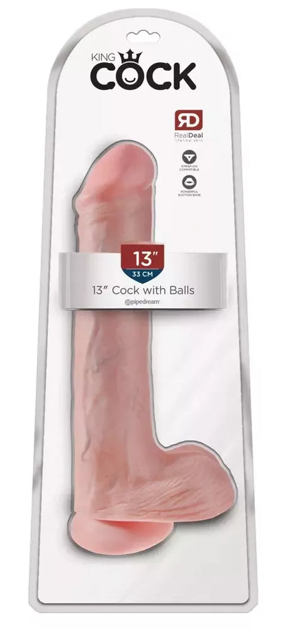 Pipedream King Cock 13 colių modelis su siurbtuku ir detaliu paviršiumi, juodas