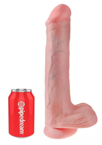 Pipedream King Cock 13 colių modelis su siurbtuku ir detaliu paviršiumi, juodas