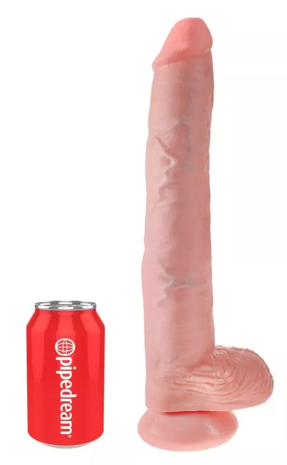 Pipedream King Cock 14" anatominis modelis su siurbiamuoju pagrindu, smėlio spalvos, 35,6 cm