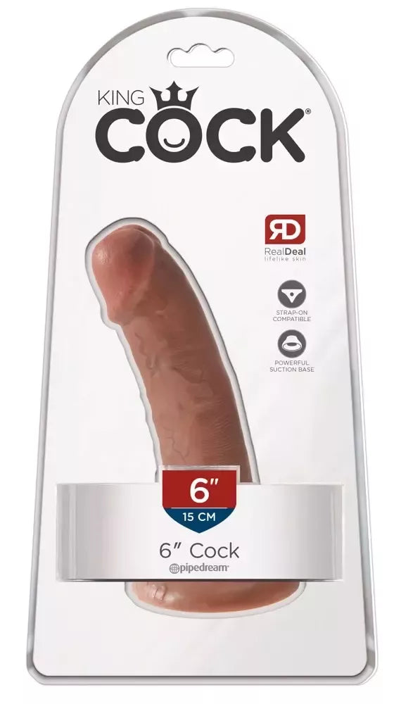 Pipedream King Cock 6“ modelis, rudas, su siurbtuko pagrindu, 17 cm, PVC
