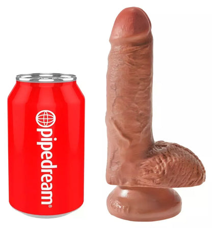 Pipedream King Cock 7" anatominis modelis su siurbtuku, rusvos spalvos