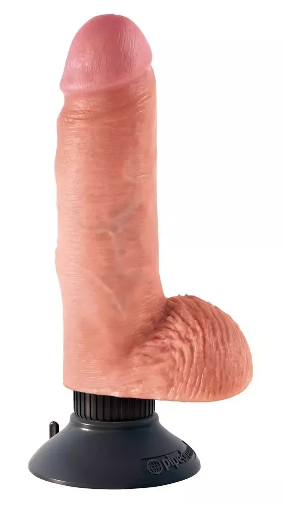 Pipedream King Cock 7'' lankstus intymus prietaisas su siurbtuku, smėlio spalvos