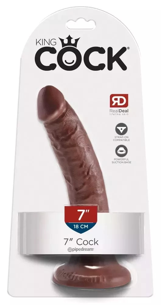Pipedream King Cock 7" rudas modelis su siurbtuku, 20,5 cm