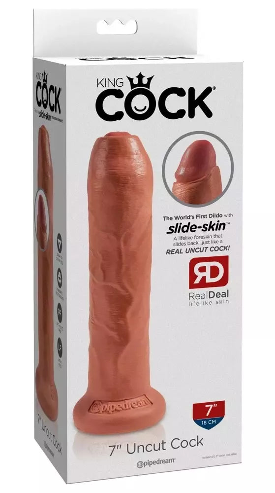 Pipedream King Cock 7" Uncut Tan intymus modelis su siurbtuku, PVC