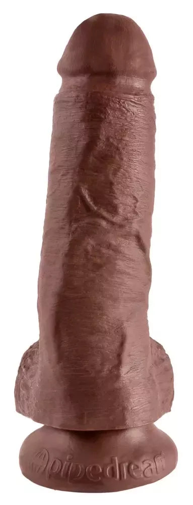 Pipedream King Cock 8" modelis su siurbtuku ir detalia tekstūra, rudas