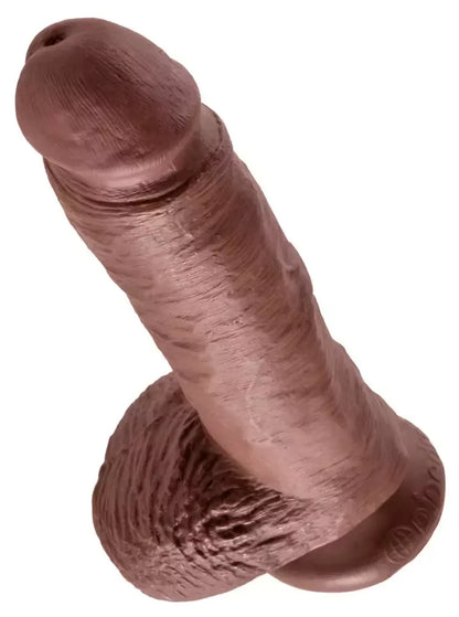 Pipedream King Cock 8" modelis su siurbtuku ir detalia tekstūra, rudas