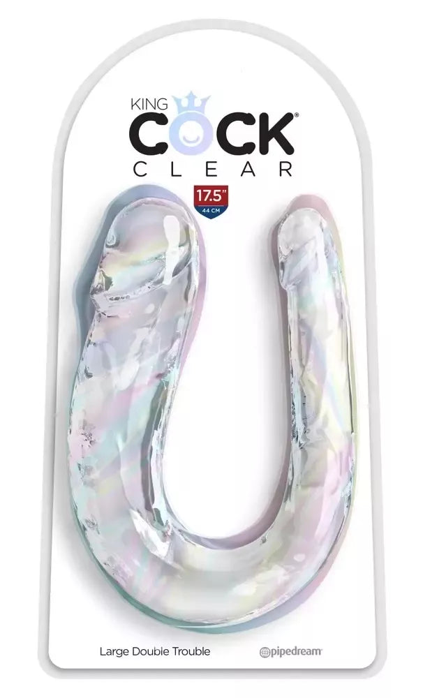 Pipedream King Cock Clear Large Double Trouble, skaidrus, 44 cm