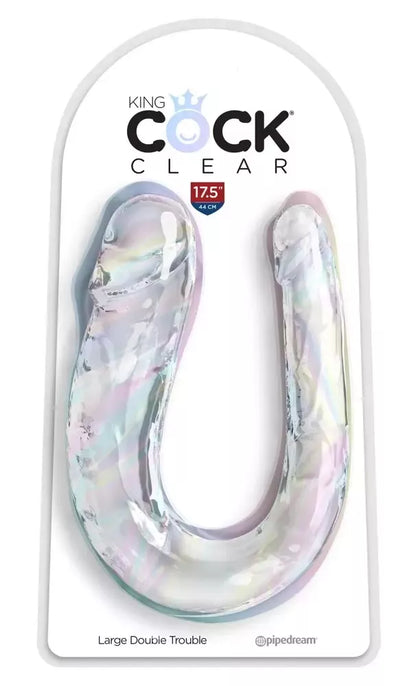 Pipedream King Cock Clear Large Double Trouble, skaidrus, 44 cm