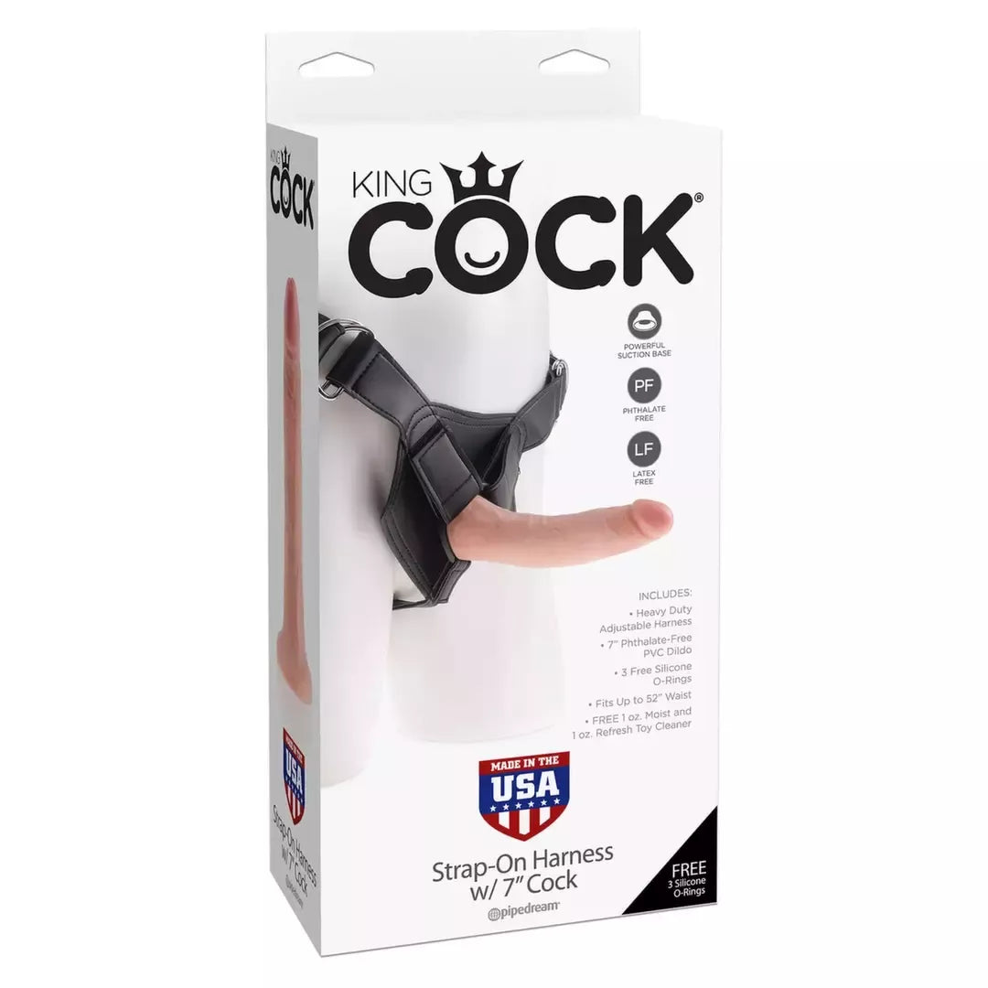 Pipedream King Cock diržo-dildo sistema, 6 colių, reguliuojama, kūno spalvos