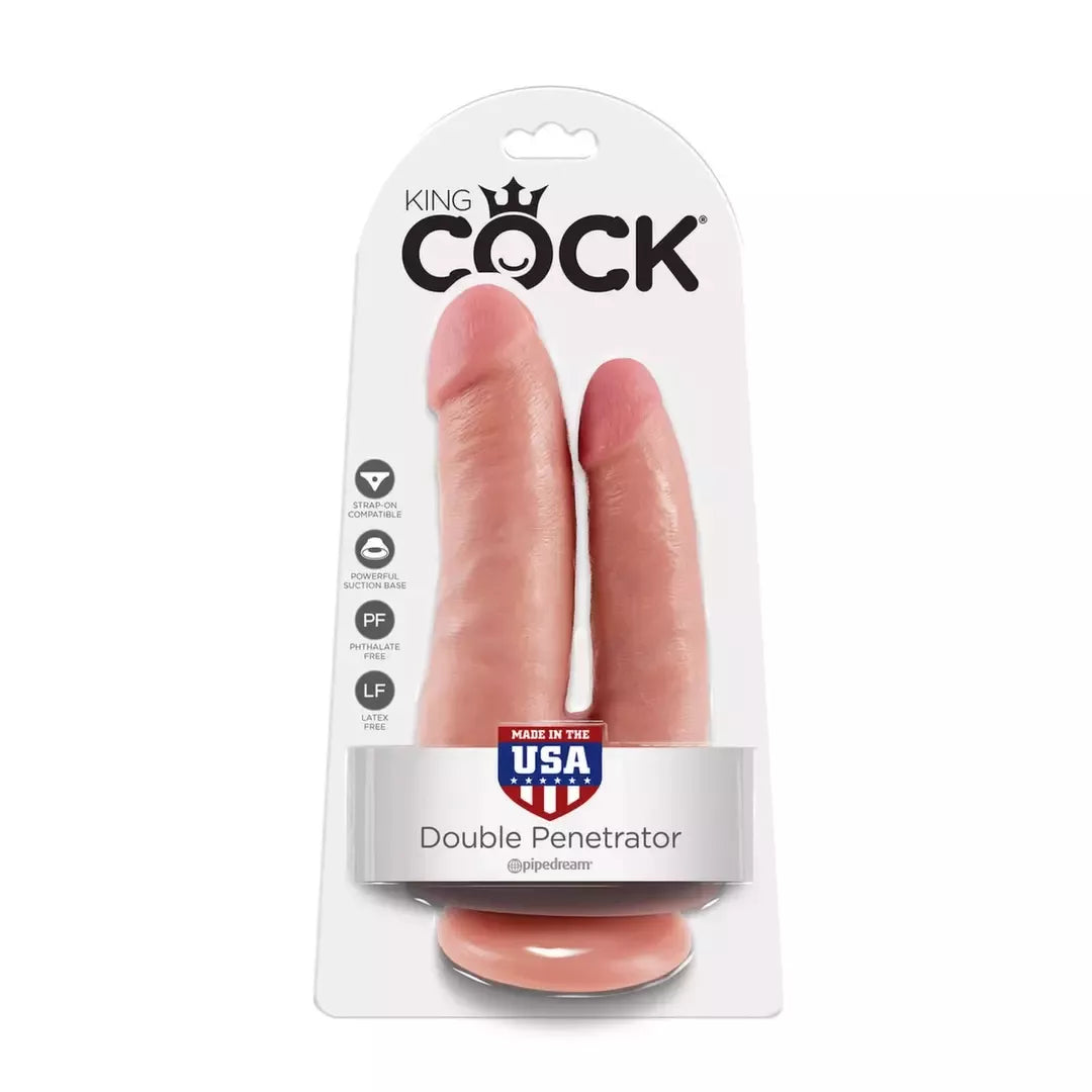 Pipedream King Cock Double Penetrator anatominis modelis, kūno spalvos, 21 cm