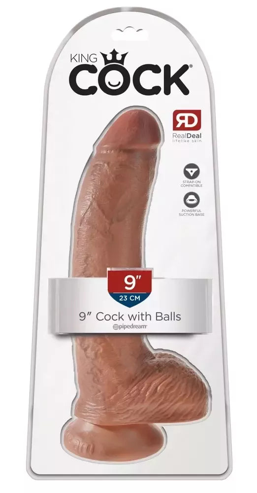 Pipedream King Cock Model 9" Tan – anatominis intymus prietaisas su siurbtuku