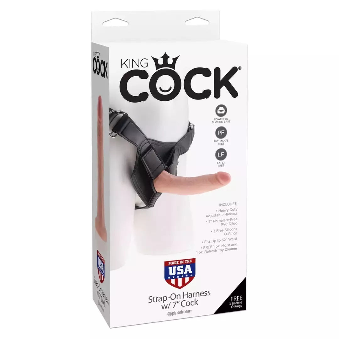 Pipedream King Cock Strap-On Set 7'' anatominio modelio diržai – kūno spalvos