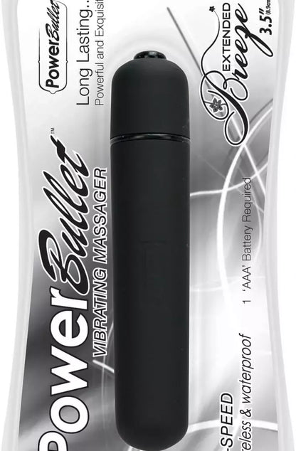 PowerBullet Extended Breeze Black – kompaktiškas vandeniui atsparus vibruojantis masažuoklis
