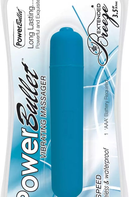 PowerBullet Extended Breeze Teal – belaidis vandeniui atsparus masažuoklis, 8,9 cm