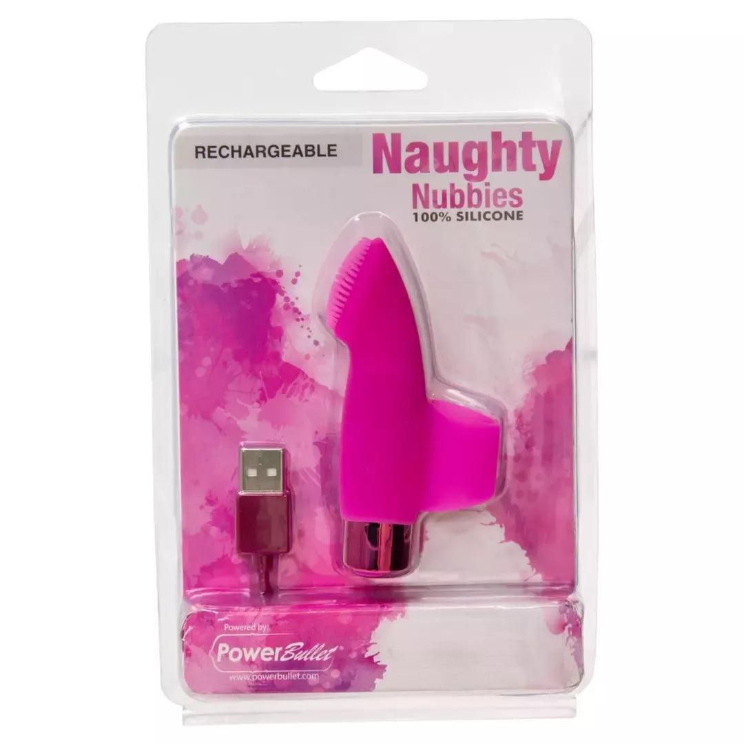 PowerBullet Naughty Nubbies Pink – įkraunamas silikoninis piršto masažuoklis