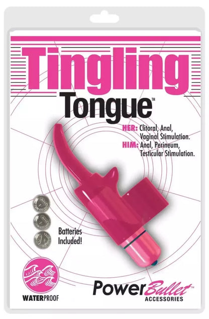 PowerBullet Tingling Tongue Pink – kompaktiškas gelinis piršto vibratorius, atsparus vandeniui