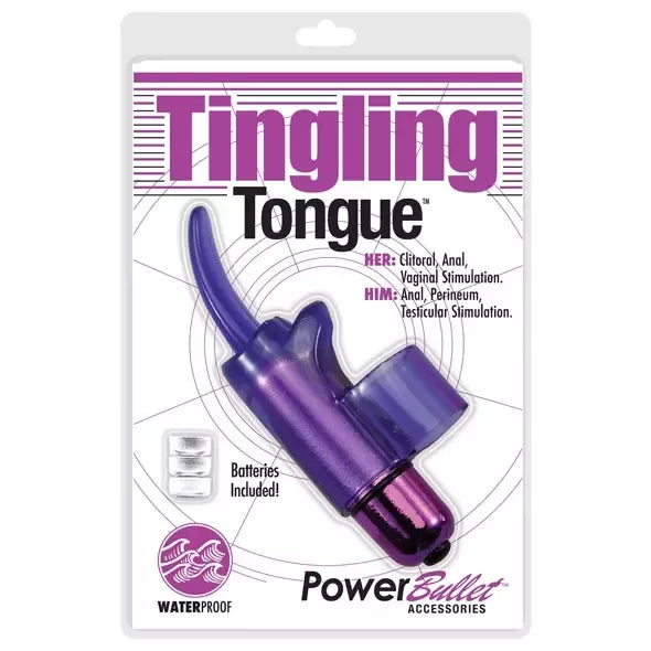 PowerBullet Tingling Tongue Purple – kompaktiškas piršto vibratorius, atsparus vandeniui
