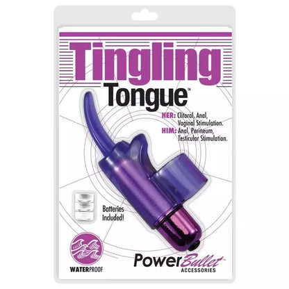 PowerBullet Tingling Tongue Purple – kompaktiškas piršto vibratorius, atsparus vandeniui
