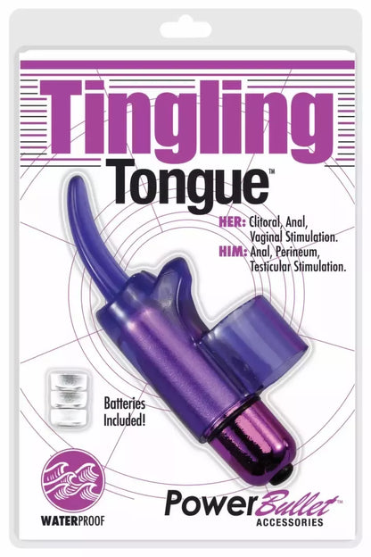 PowerBullet Tingling Tongue Purple – kompaktiškas piršto vibratorius, atsparus vandeniui