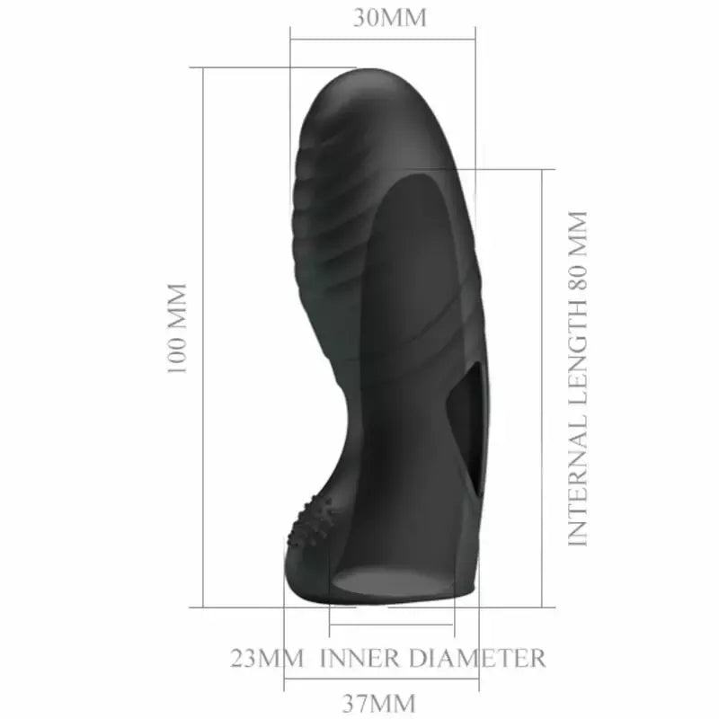 Pretty Love Alan silikoninis piršto vibratorius, juodas – ergonomiškas mini masažuoklis
