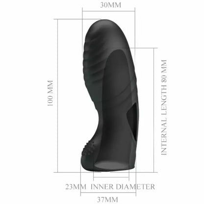 Pretty Love Alan silikoninis piršto vibratorius, juodas – ergonomiškas mini masažuoklis