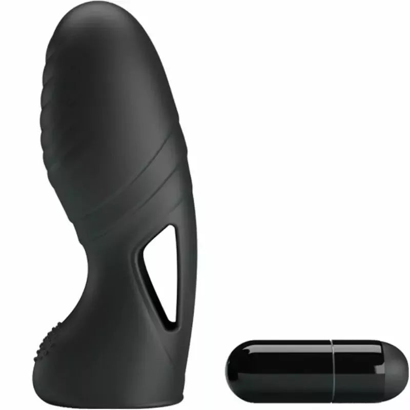Pretty Love Alan silikoninis piršto vibratorius, juodas – ergonomiškas mini masažuoklis
