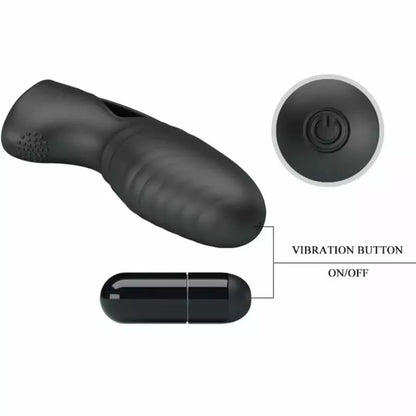 Pretty Love Alan silikoninis piršto vibratorius, juodas – ergonomiškas mini masažuoklis