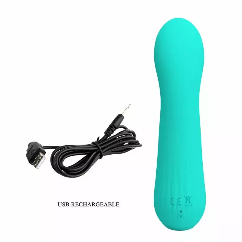 PRETTY LOVE Faun lankstus vibratorius, akvamarino žalia, įkraunamas per USB